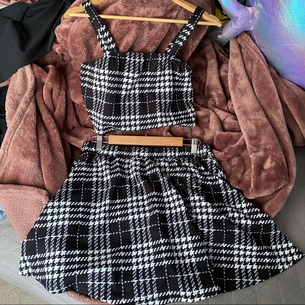 Plaid Crop Top & Skater Skirt Set